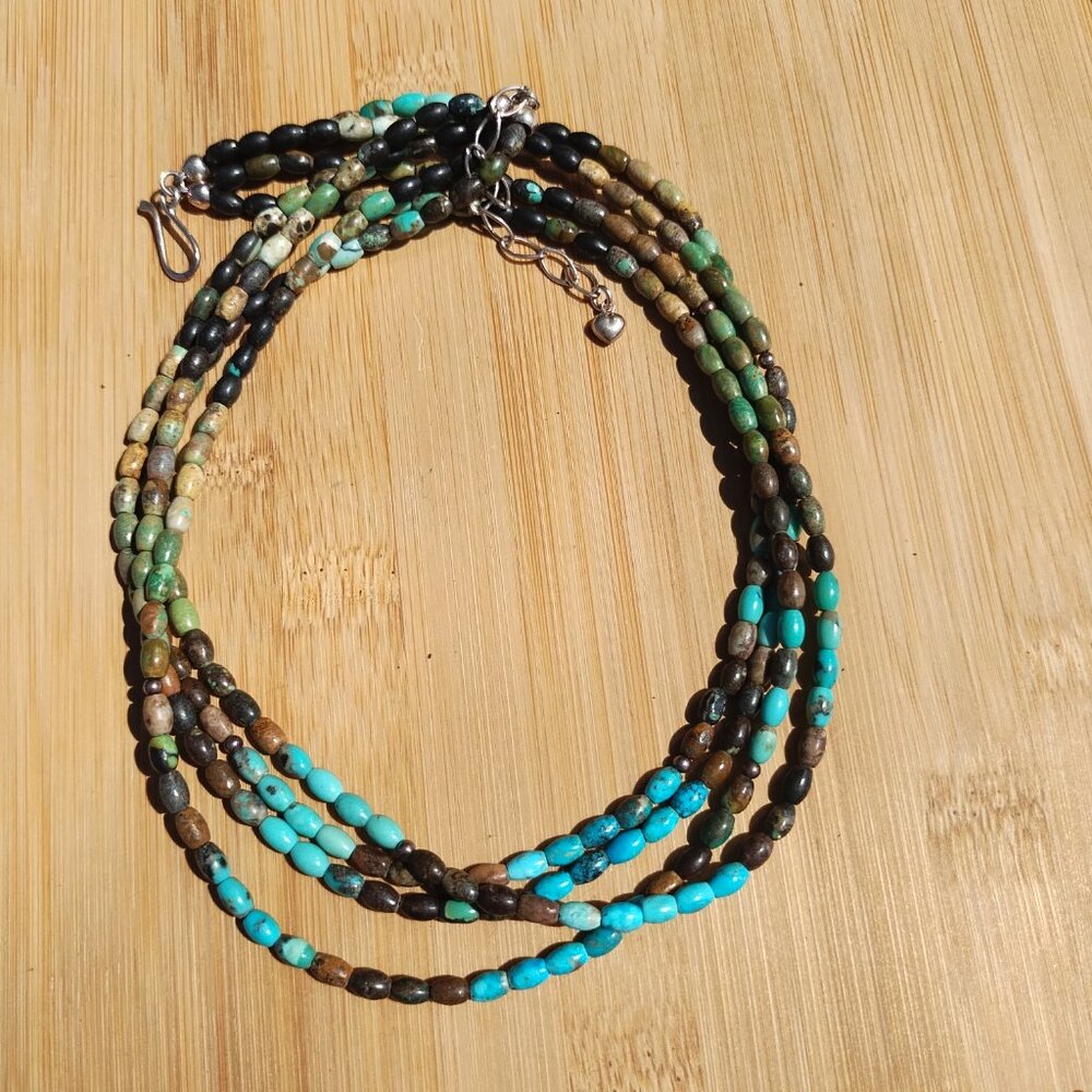 Jay King DTR mine finds Turquoise 4 strand necklace 925 Sterling Silver